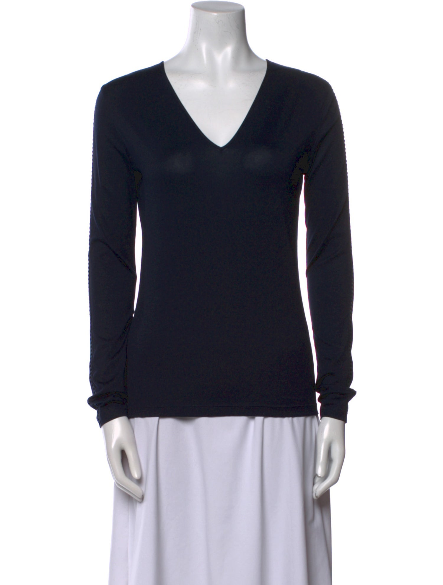 Akris V-Neck Long Sleeve Top