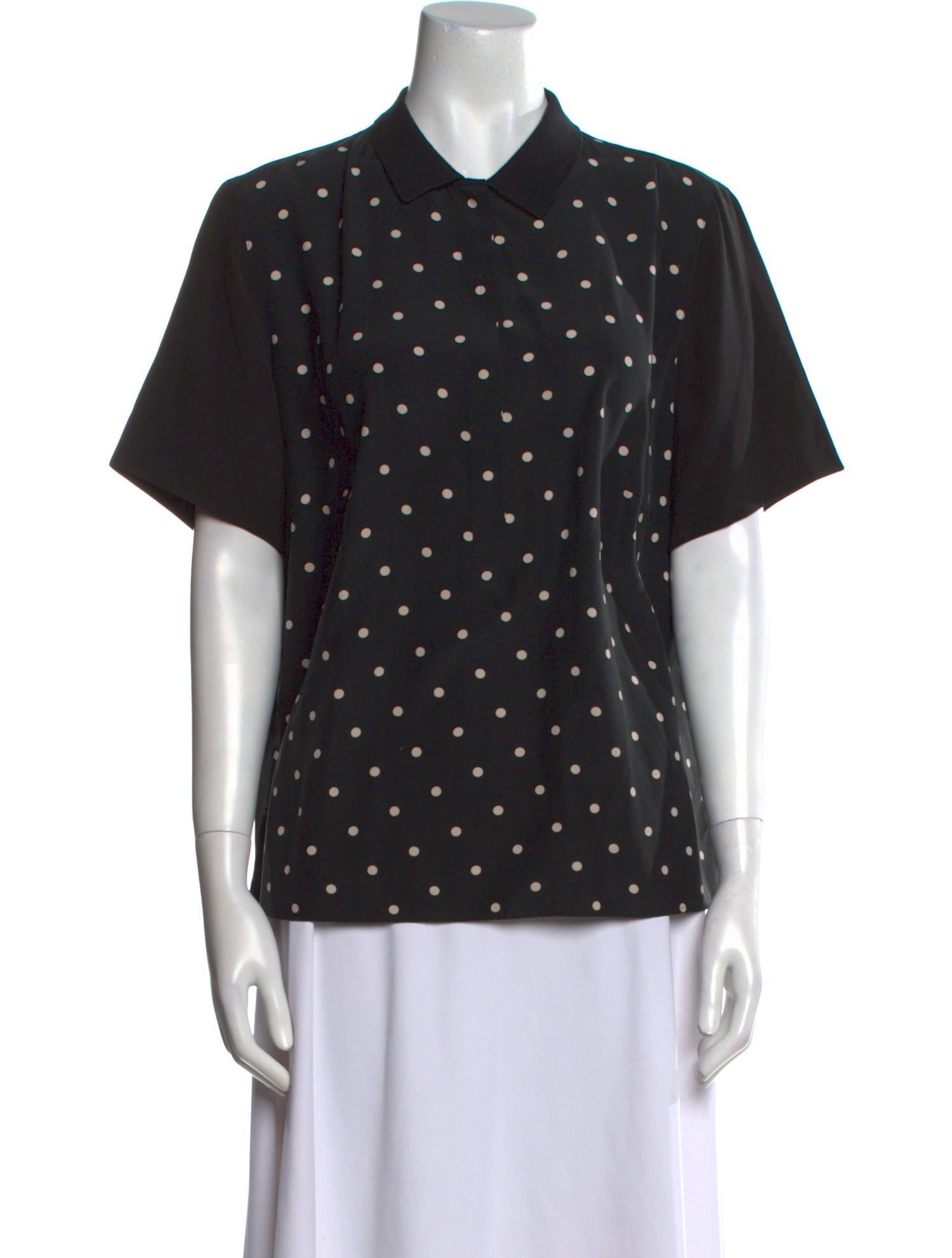 Akris Silk Polka Dot Print Button-Up Top
