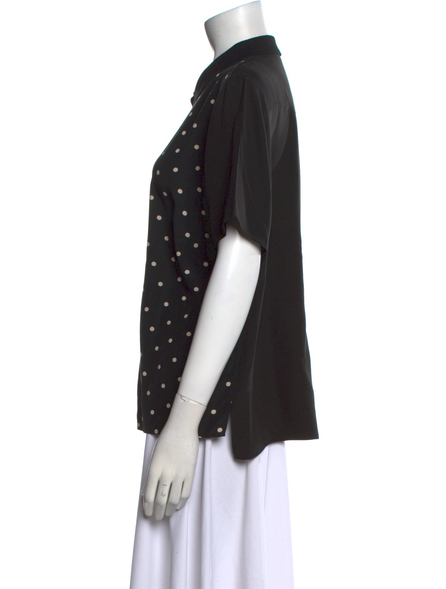 Akris Silk Polka Dot Print Button-Up Top