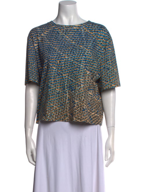 Akris Printed Bateau Neckline Crop Top