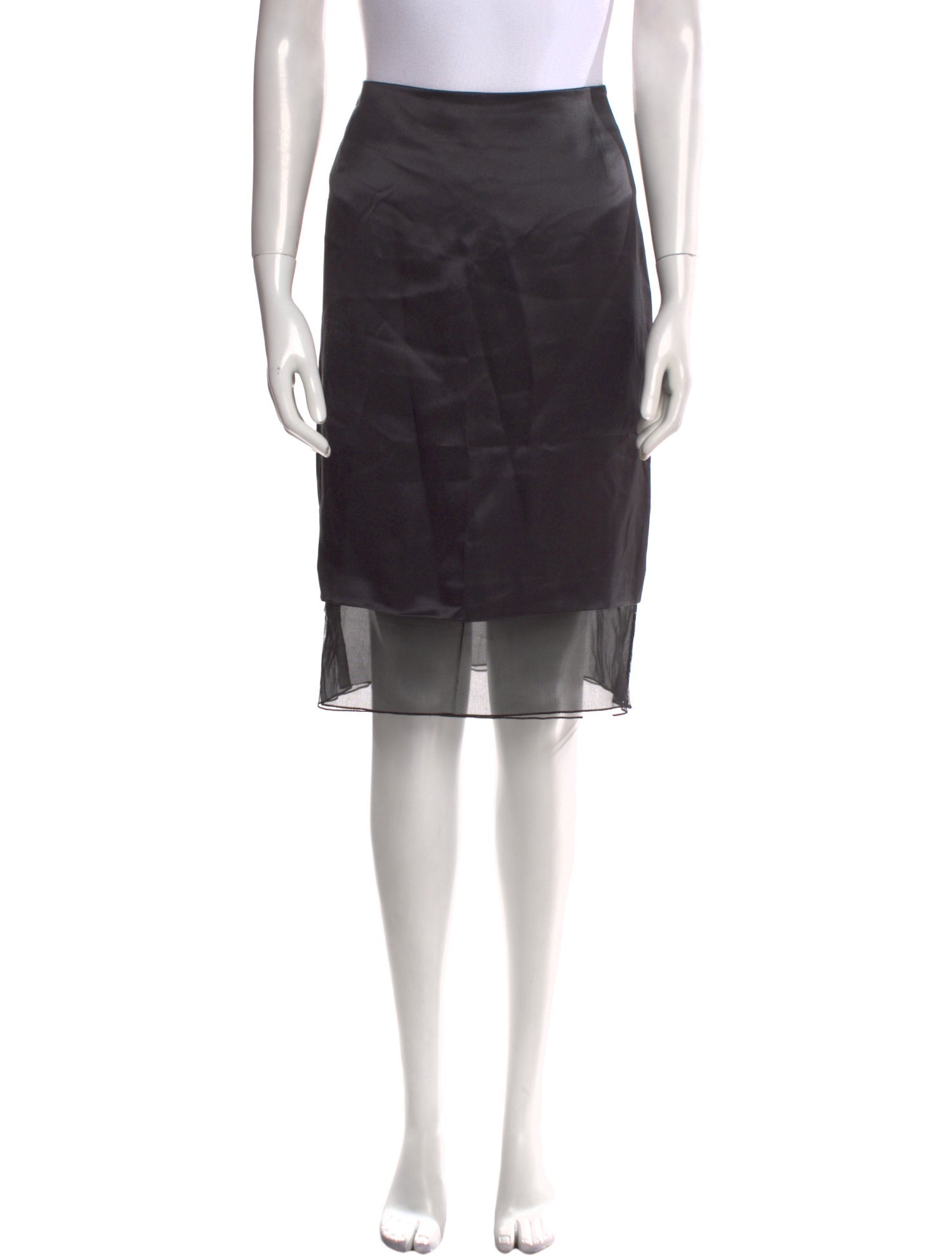 Akris Mesh Accents Knee-Length Skirt