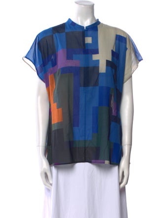 Akris Plaid Print Crew Neck Top