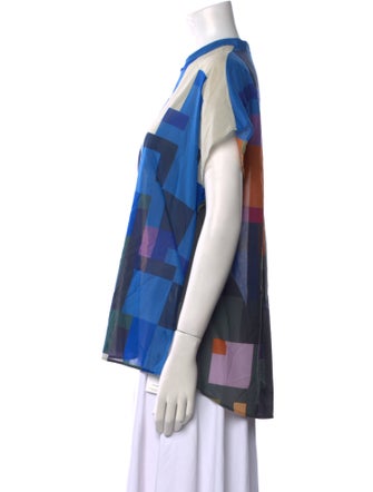 Akris Plaid Print Crew Neck Top