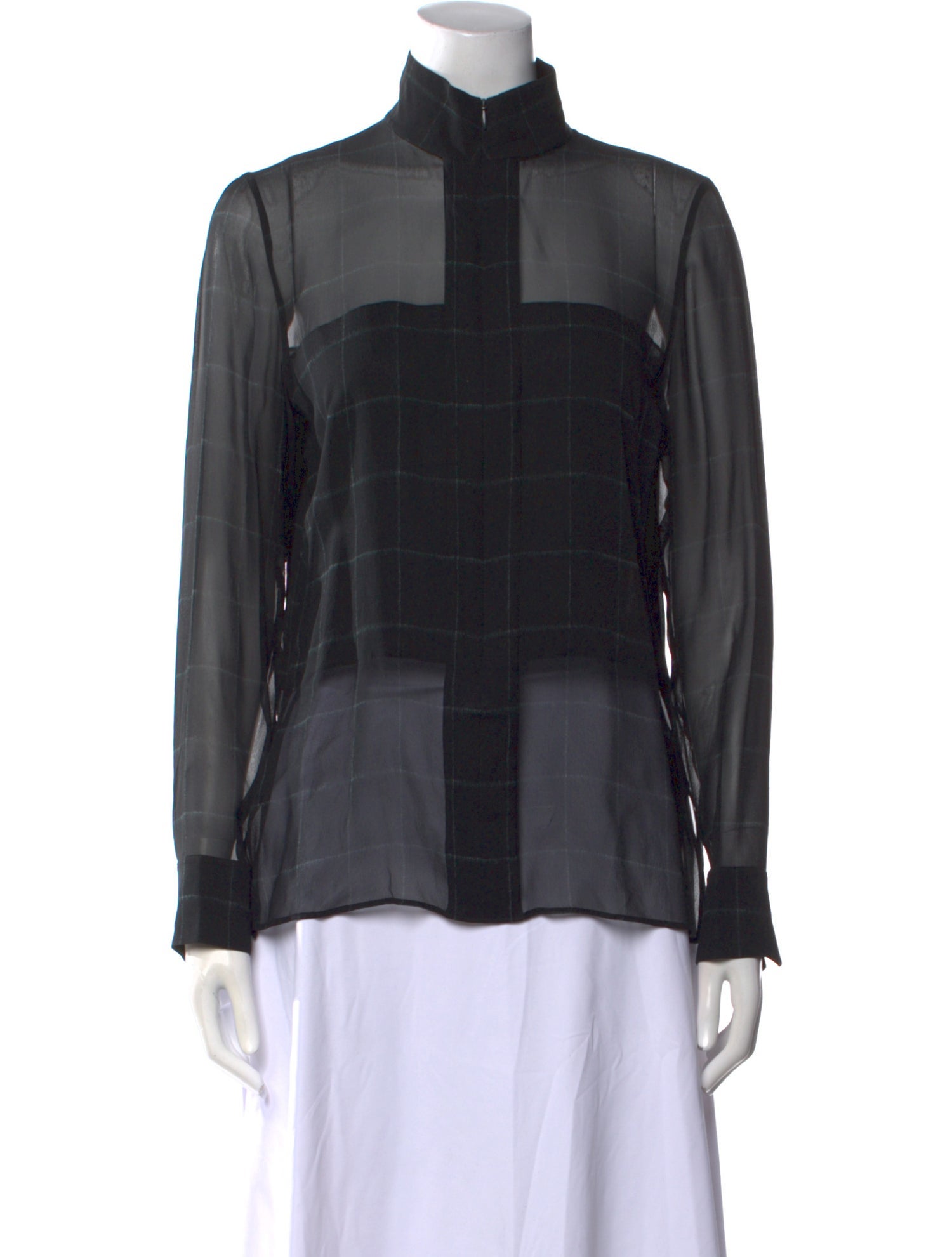 Akris Silk Mock Neck Button-Up Top
