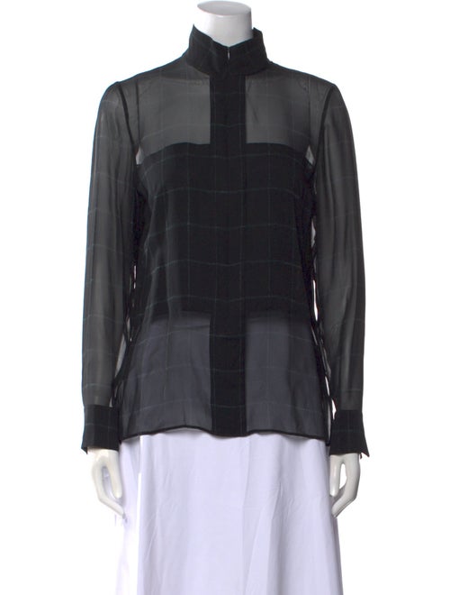 Akris Silk Mock Neck Button-Up Top
