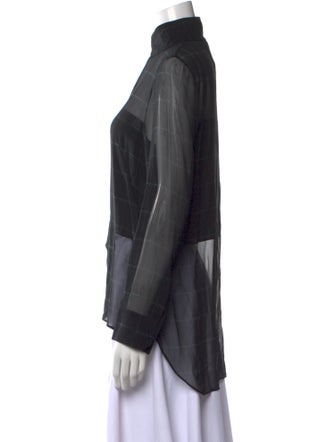 Akris Silk Mock Neck Button-Up Top