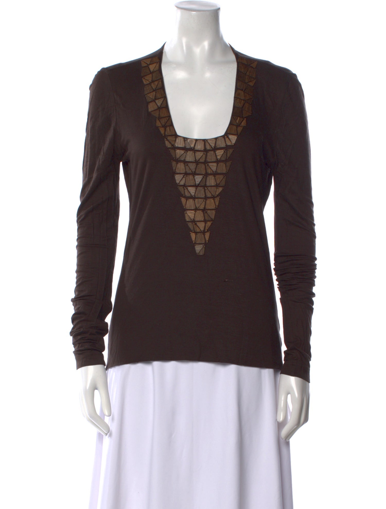 Akris Square Neckline Long Sleeve Top