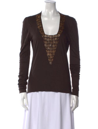 Akris Square Neckline Long Sleeve Top