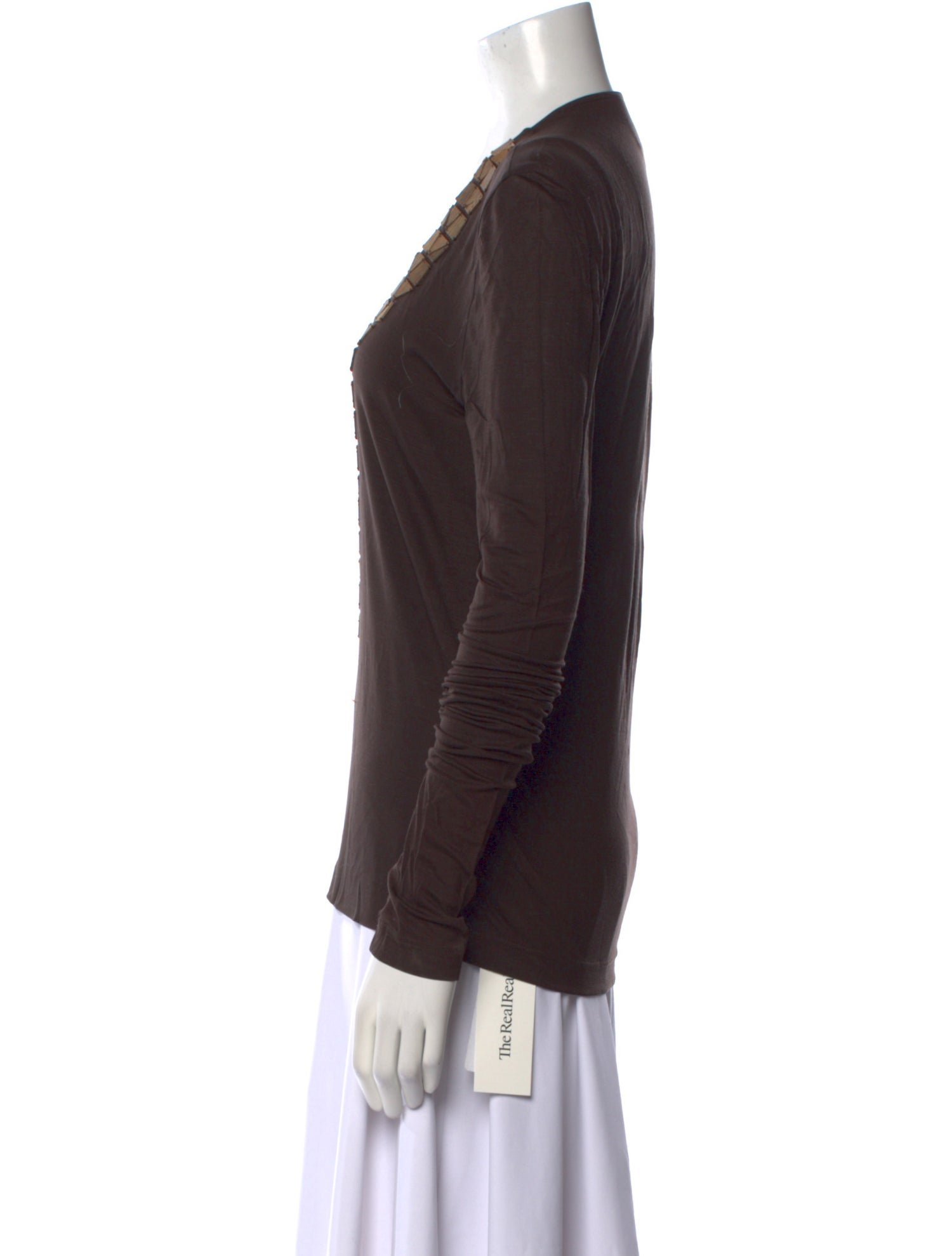 Akris Square Neckline Long Sleeve Top