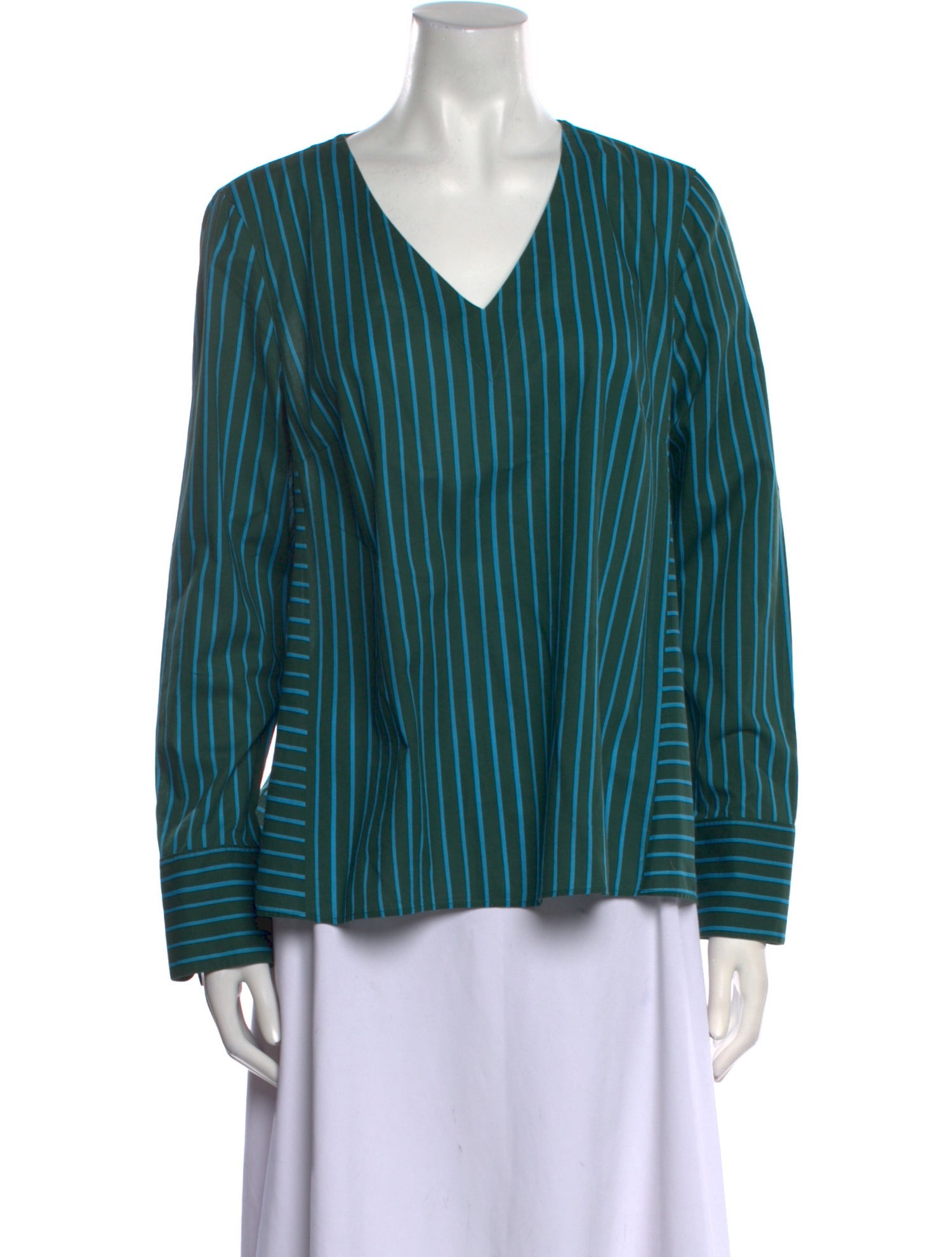 Akris Striped V-Neck Blouse