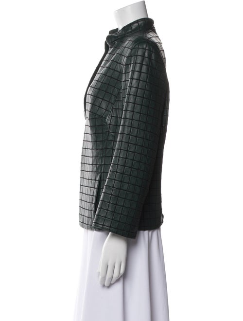 Akris Lamb Leather Plaid Print Evening Jacket