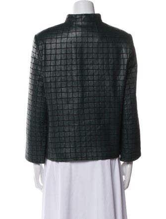 Akris Lamb Leather Plaid Print Evening Jacket