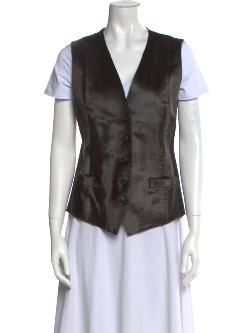 Akris Lambskin V-Neck Button-Up Top