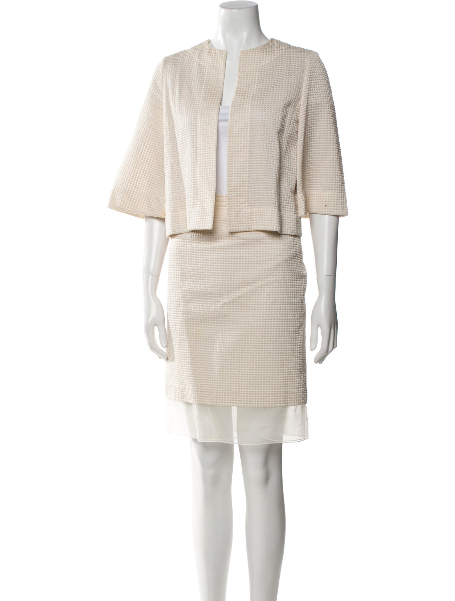 Akris Plaid Print Skirt Set