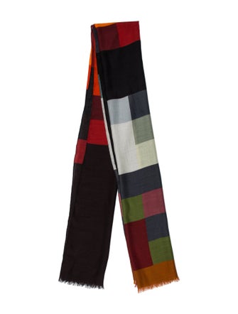 Akris Cashmere Plaid Print Scarf