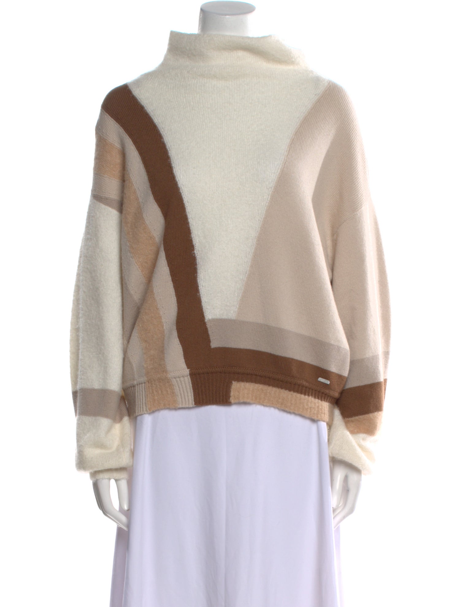 Akris Cashmere Colorblock Pattern Sweater