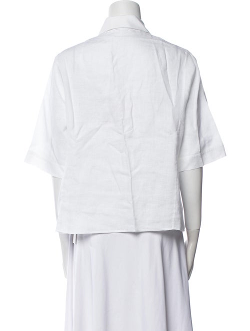 Akris Linen Short Sleeve Button-Up Top