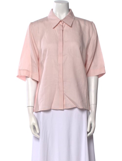Akris Linen Short Sleeve Button-Up Top