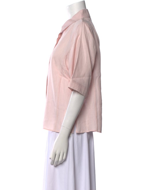 Akris Linen Short Sleeve Button-Up Top