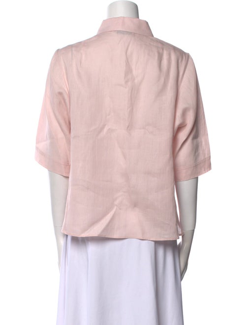 Akris Linen Short Sleeve Button-Up Top