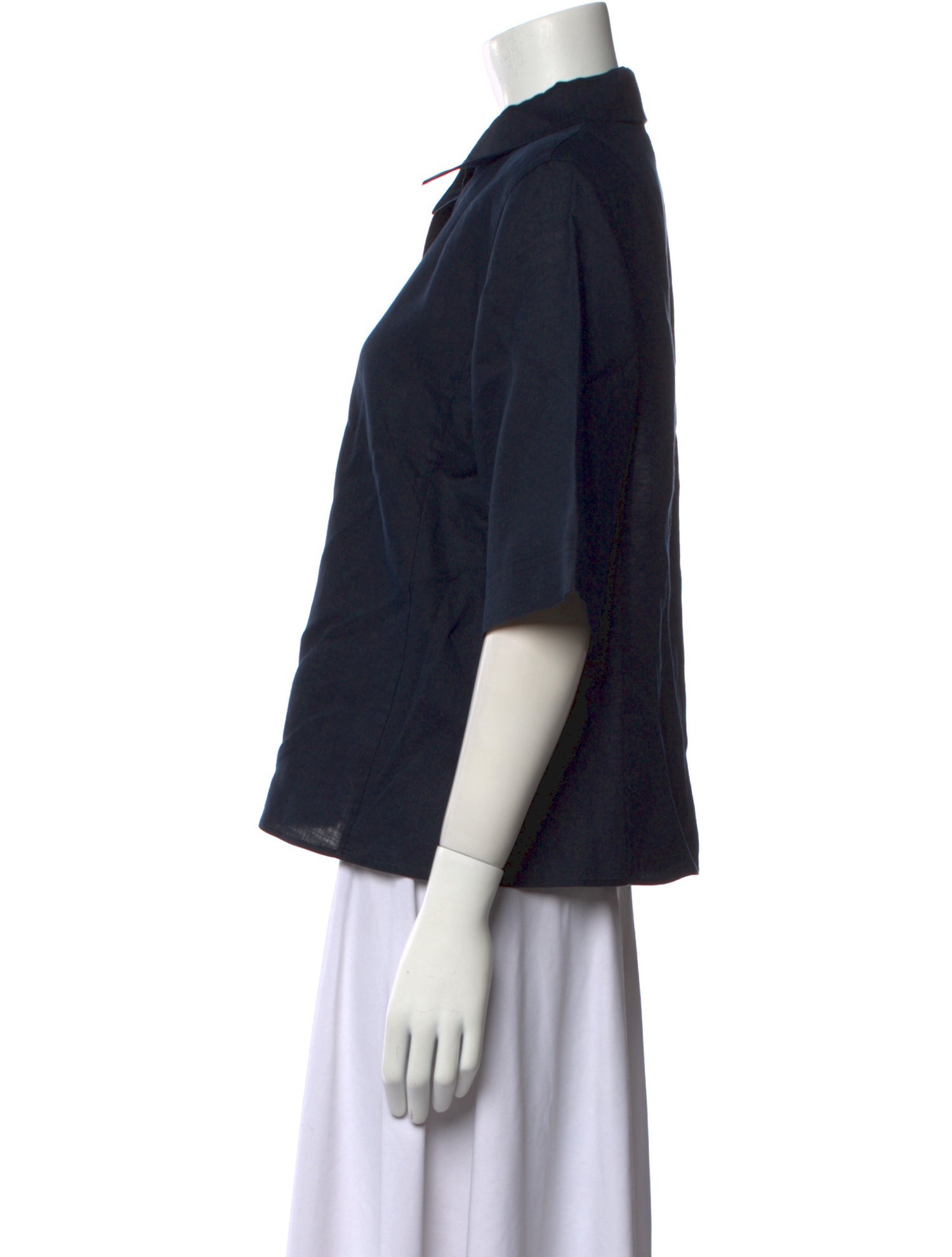 Akris Linen Short Sleeve Button-Up Top