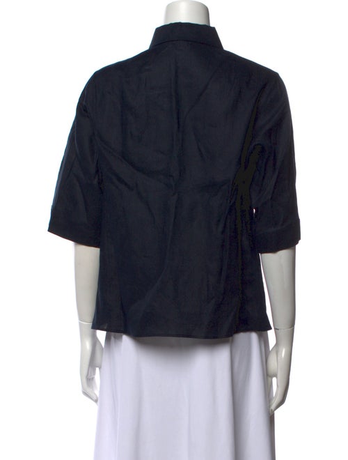 Akris Linen Three-Quarter Sleeve Button-Up Top