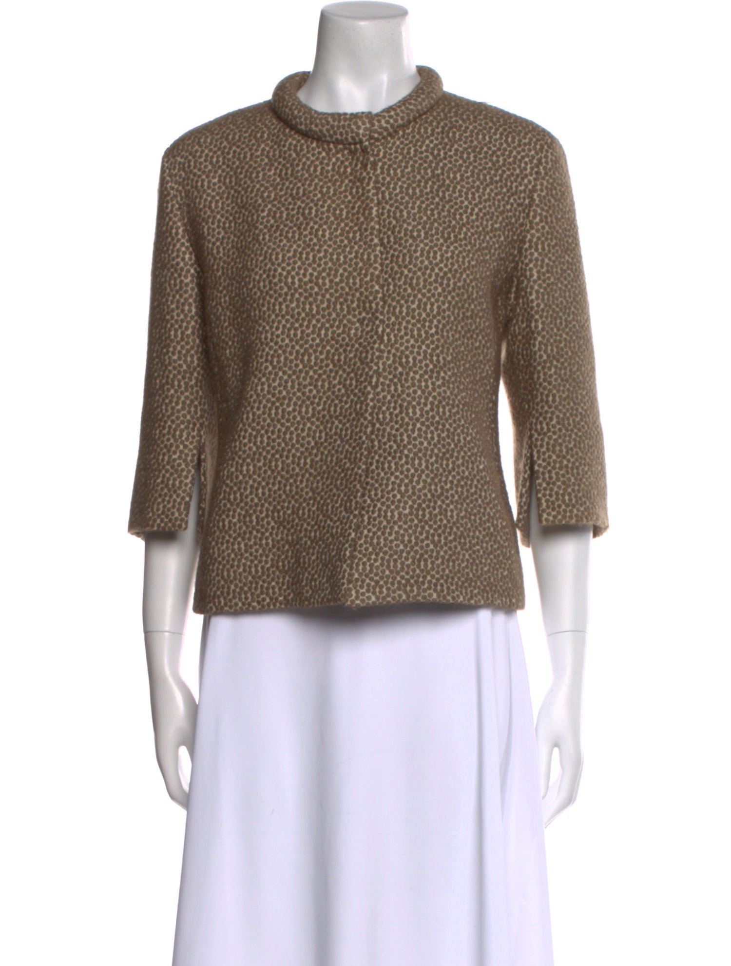 Akris Mock Neck Three-Quarter Sleeve Crop Top