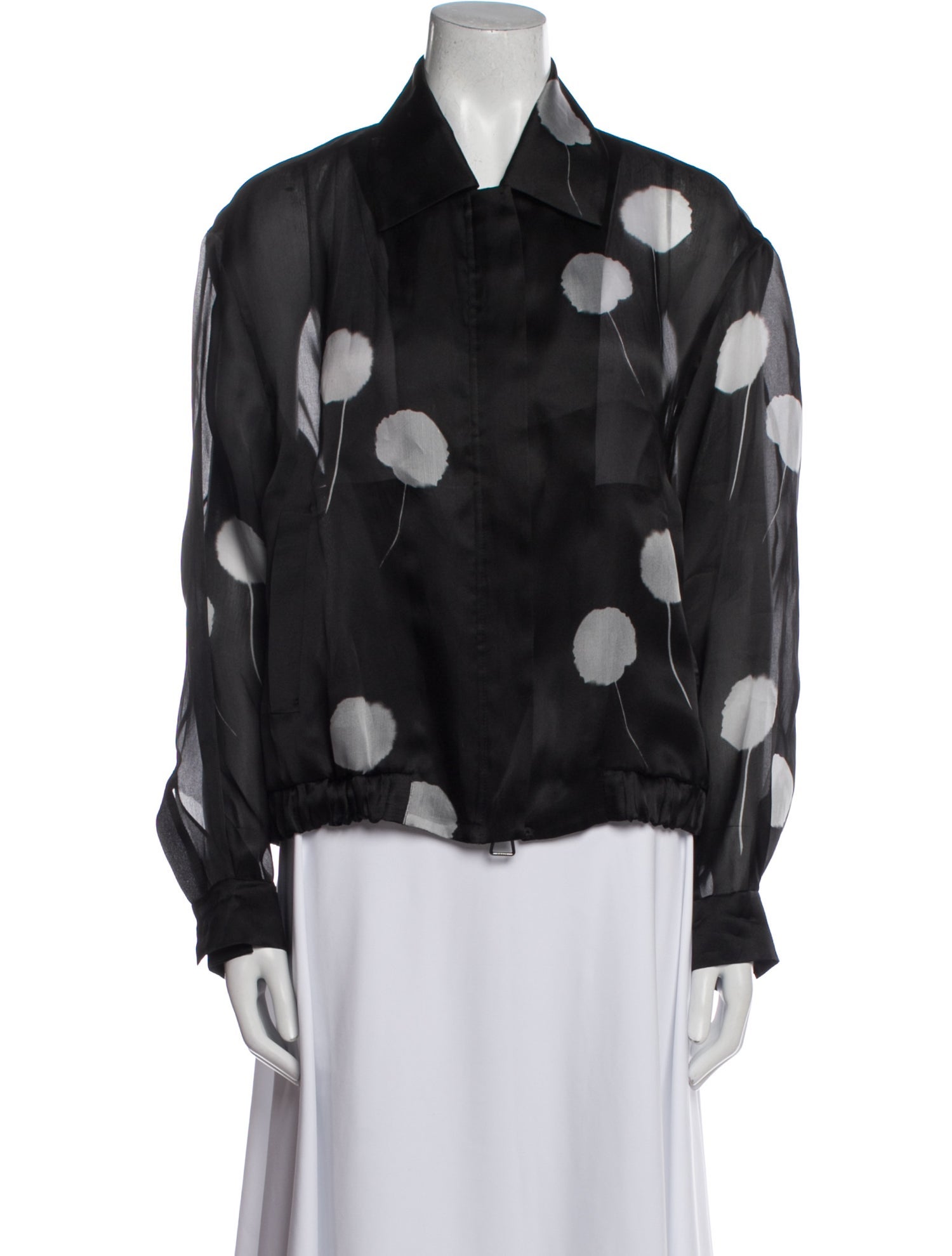 Akris Silk Floral Print Denim Jacket