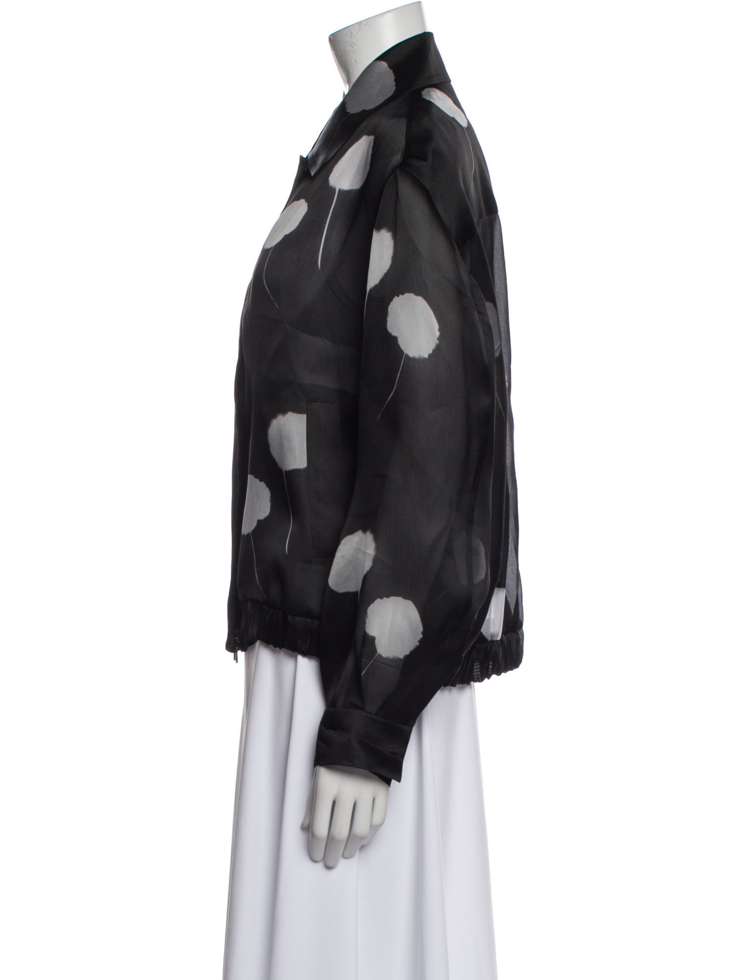 Akris Silk Floral Print Denim Jacket