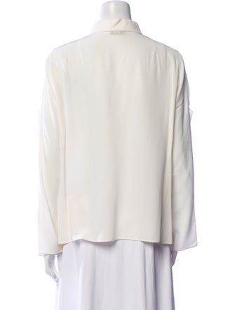 Akris Silk Long Sleeve Button-Up Top