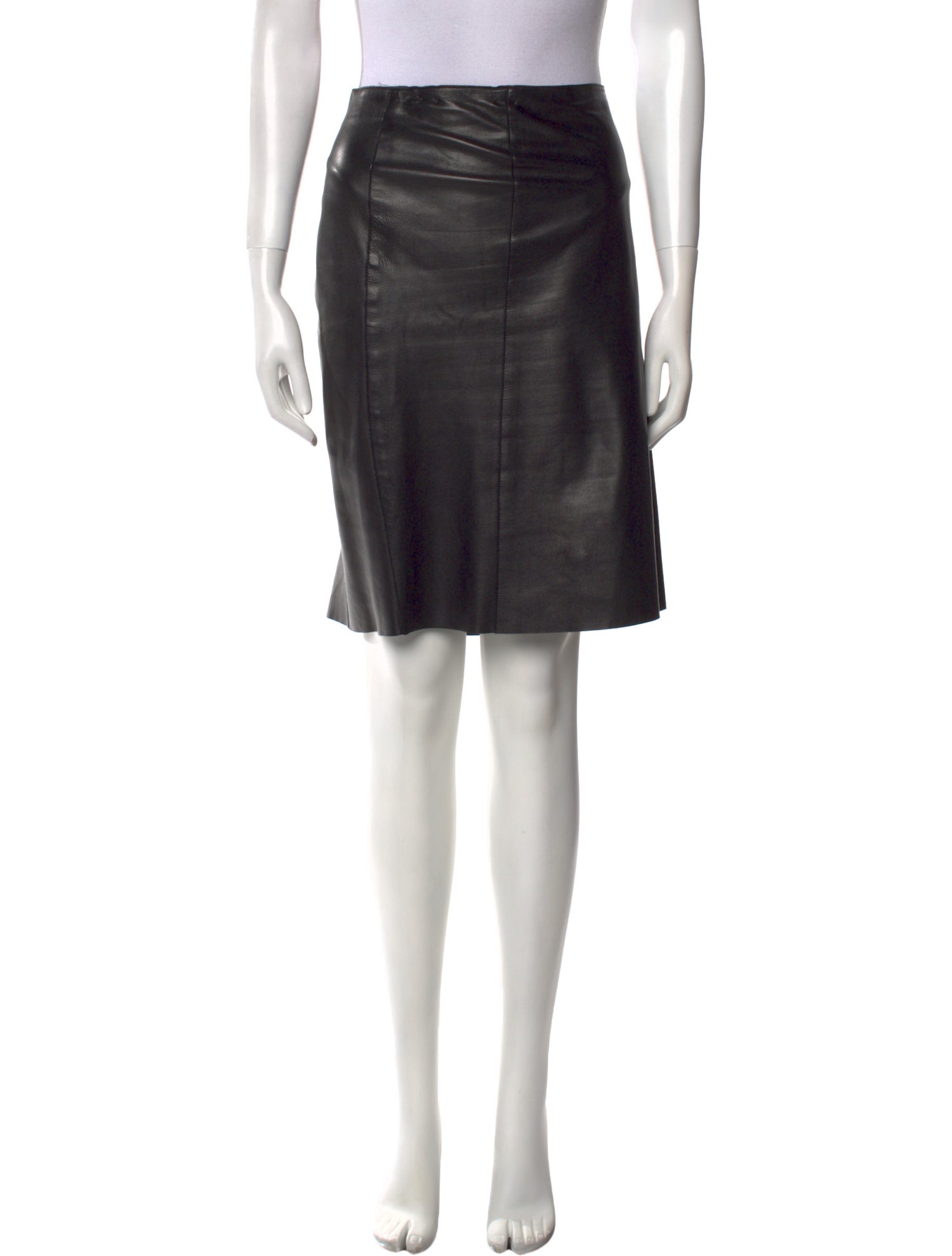 Akris Lamb Leather Knee-Length Skirt