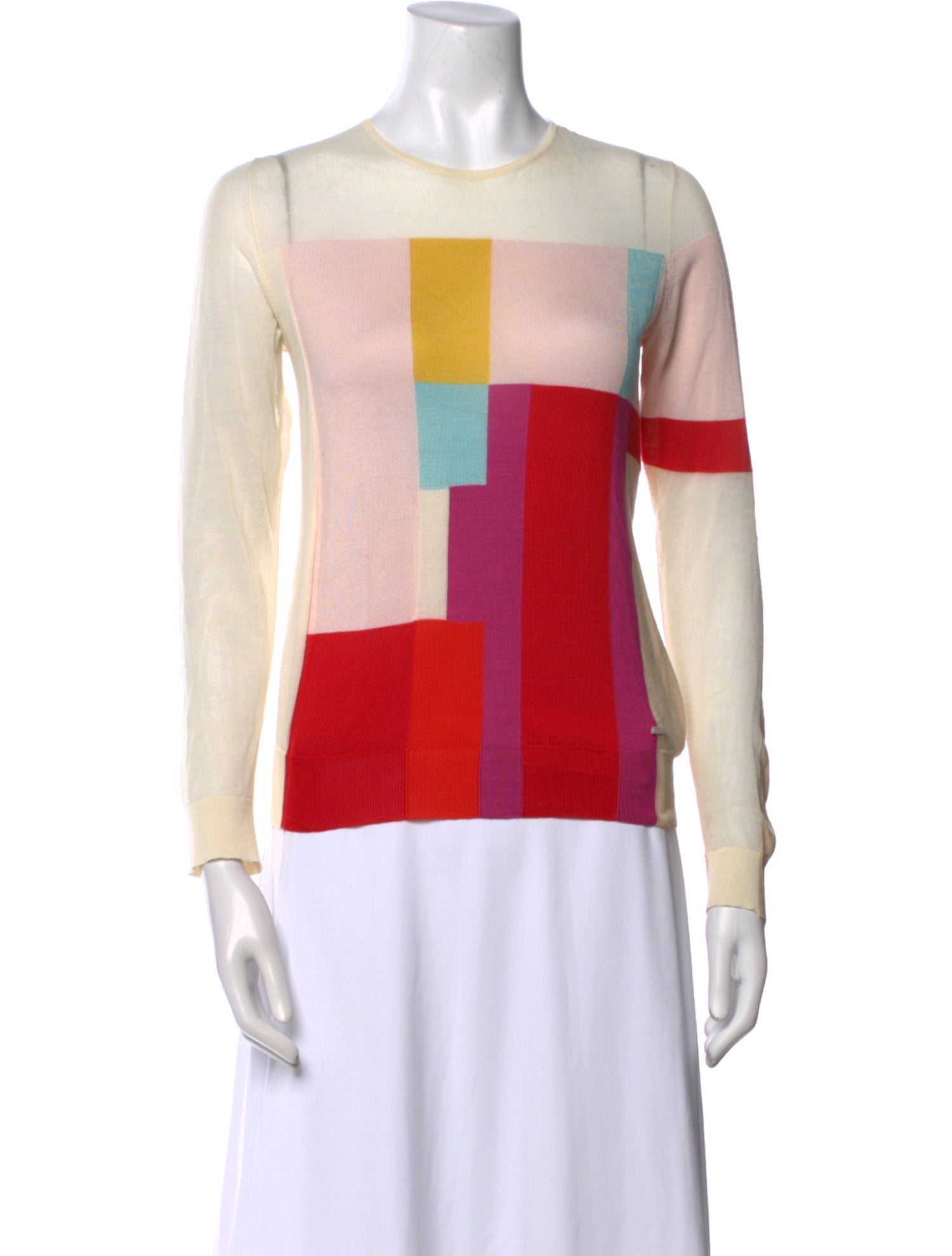Akris Silk Colorblock Pattern Sweater
