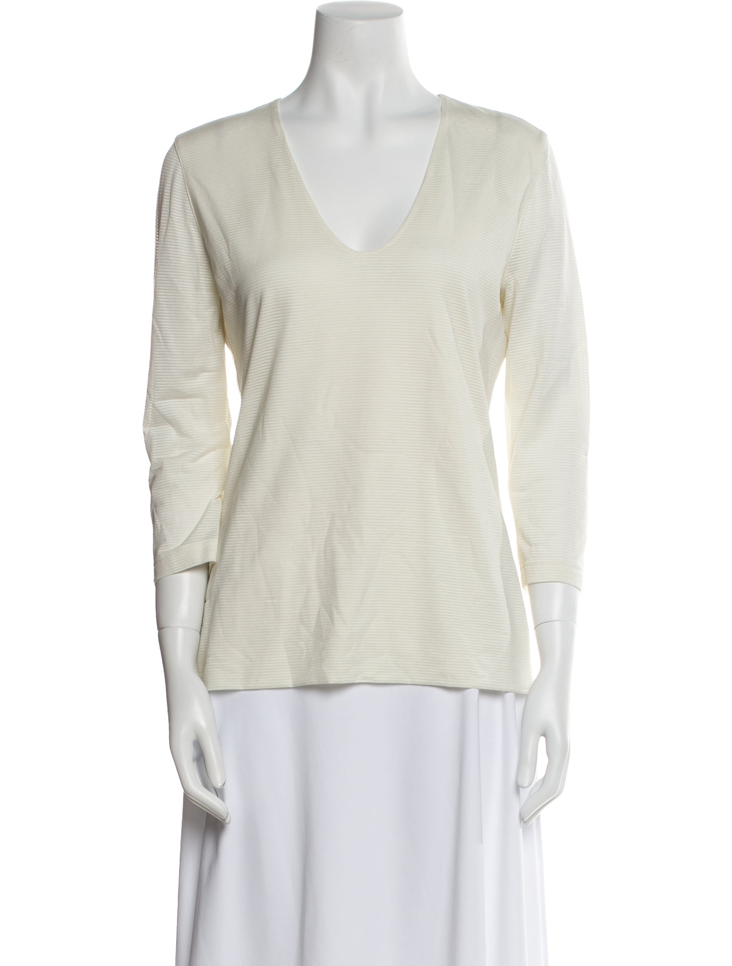 Akris V-Neck Three-Quarter Sleeve Top