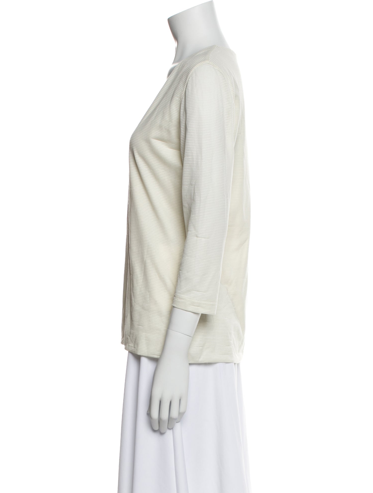 Akris V-Neck Three-Quarter Sleeve Top