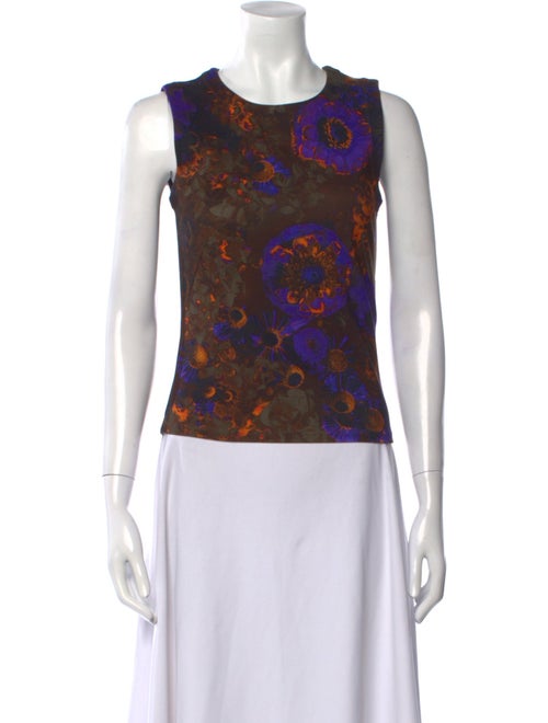 Akris Floral Print Crew Neck Crop Top