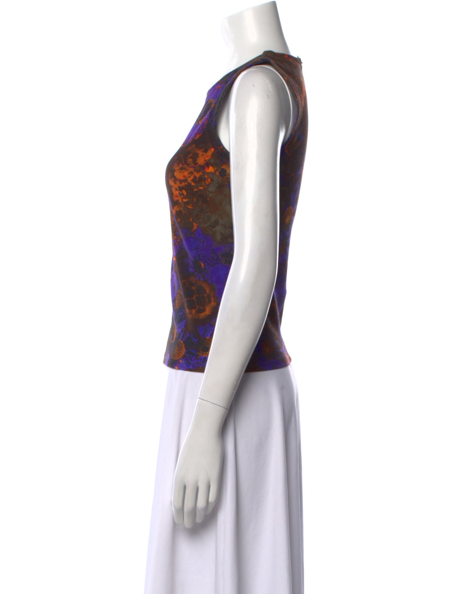 Akris Floral Print Crew Neck Crop Top