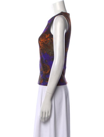 Akris Floral Print Crew Neck Crop Top