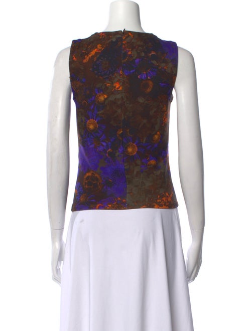 Akris Floral Print Crew Neck Crop Top