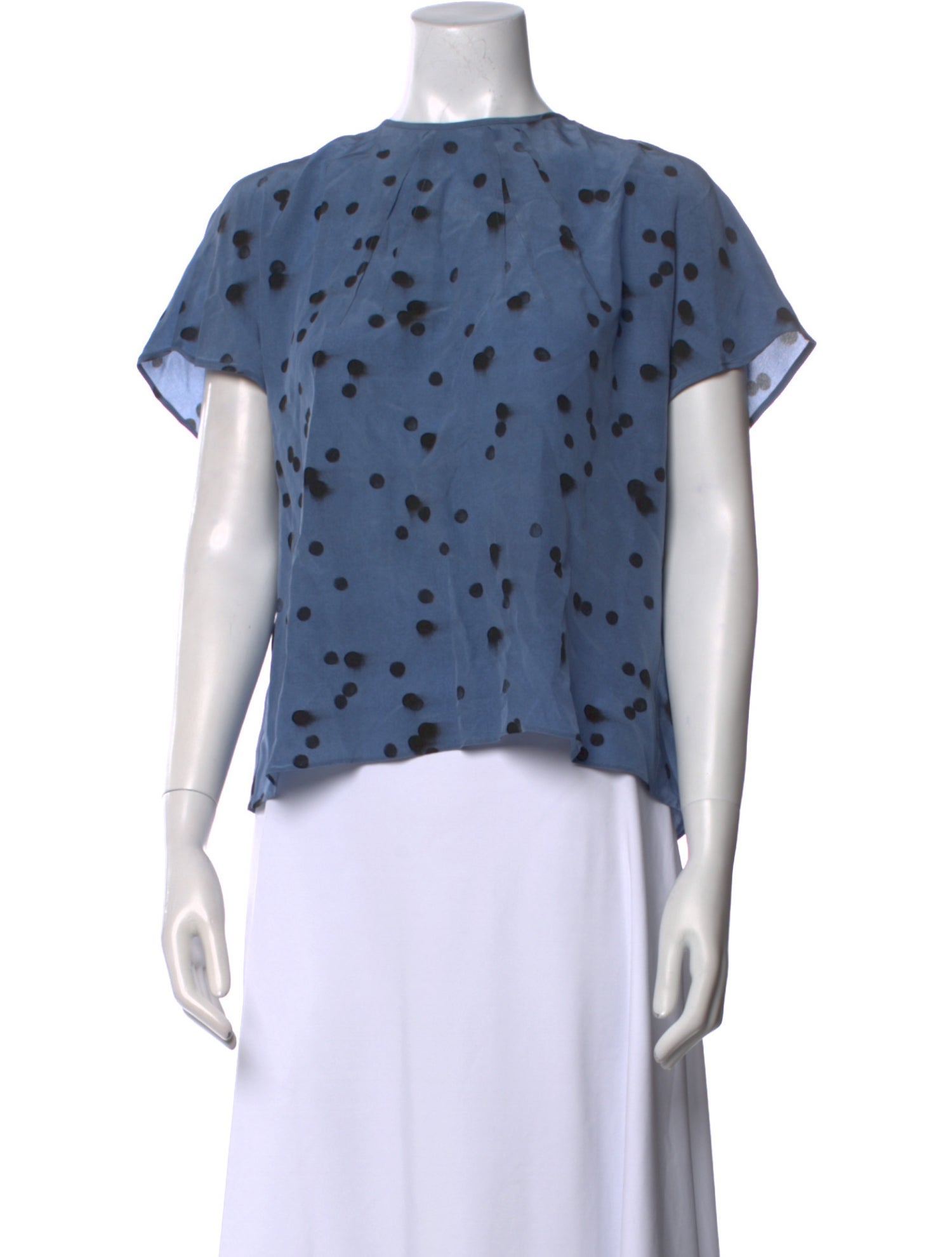 Akris Polka Dot Print Bateau Neckline Top