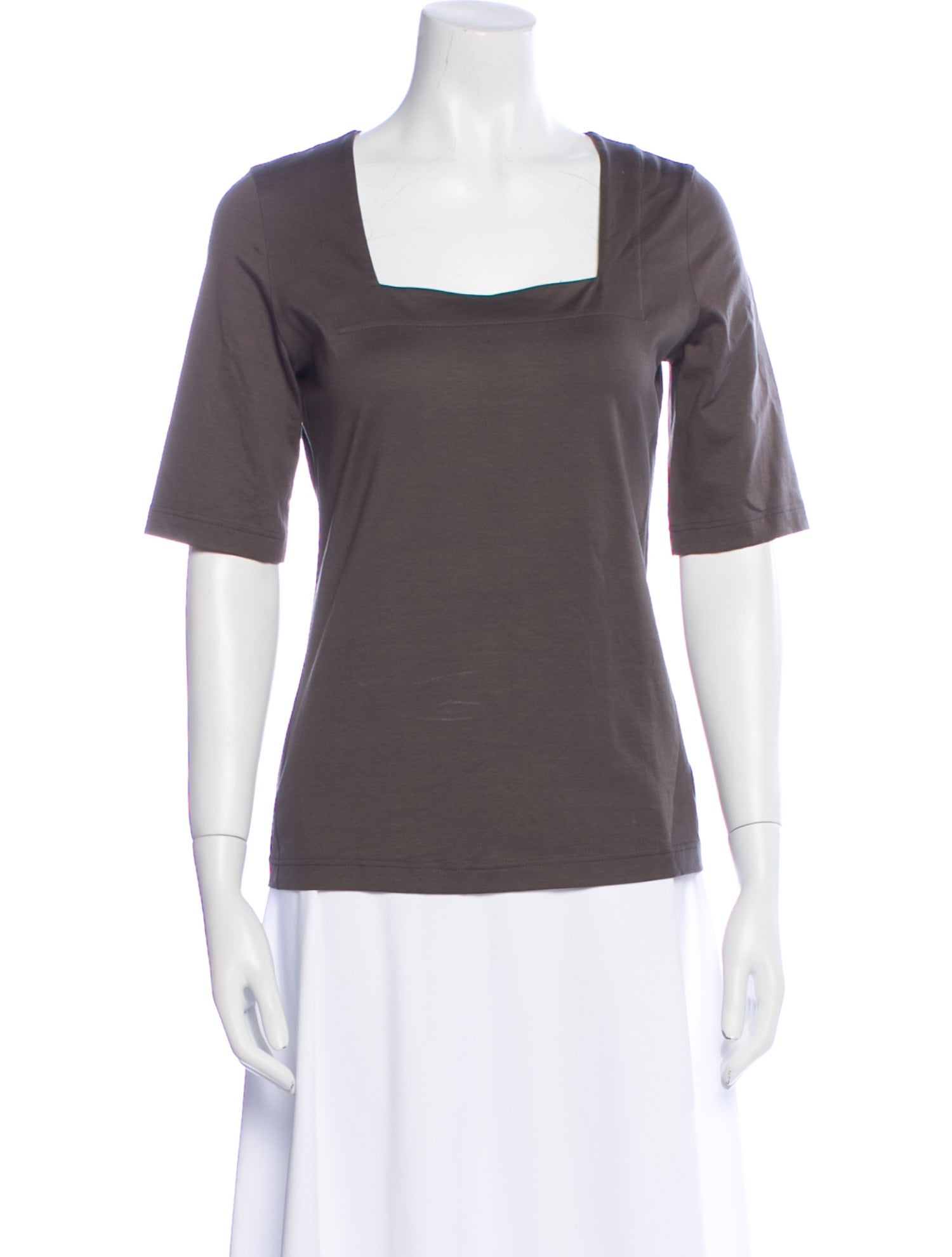 Akris Punto Square Neckline Short Sleeve Top