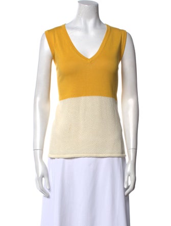 Akris Colorblock Pattern V-Neck Top