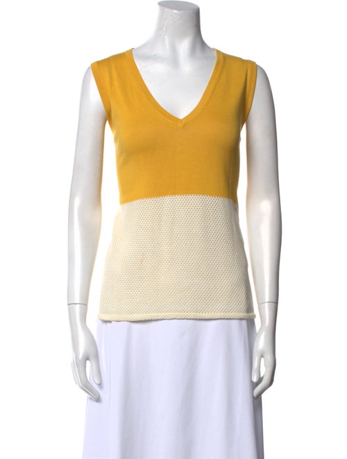 Akris Colorblock Pattern V-Neck Top