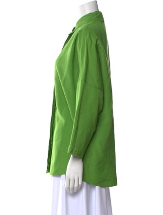 Akris Three-Quarter Sleeve Button-Up Top