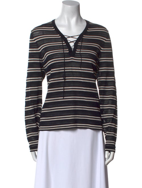 Akris Striped V-Neck Top