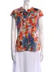 Akris Floral Print Crew Neck Blouse