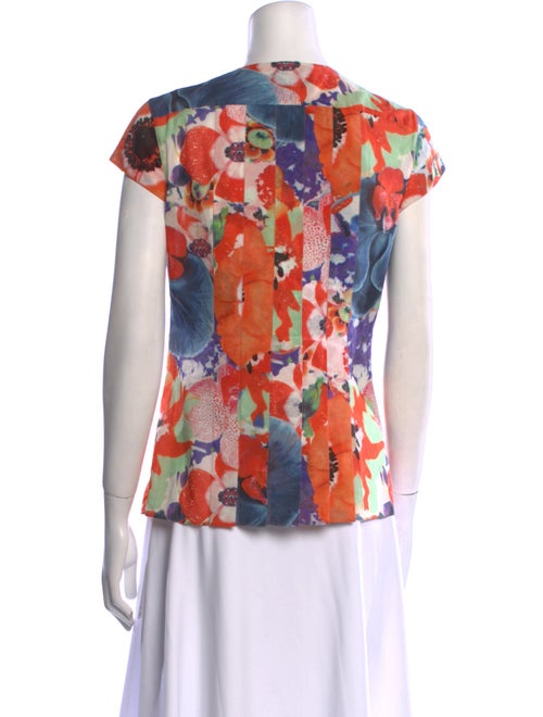 Akris Floral Print Crew Neck Blouse