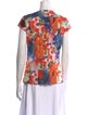 Akris Floral Print Crew Neck Blouse