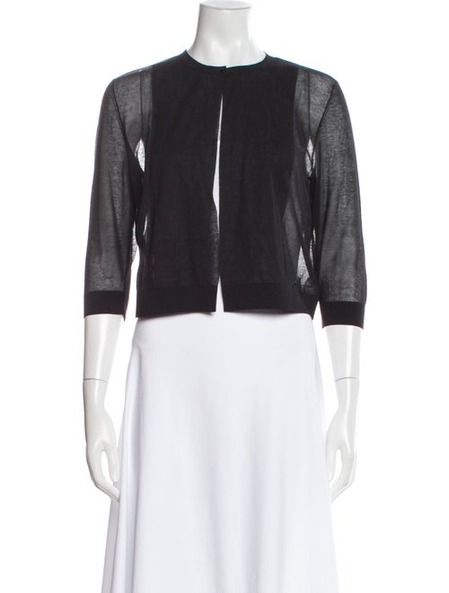 Akris Crew Neck Three-Quarter Sleeve Crop Top