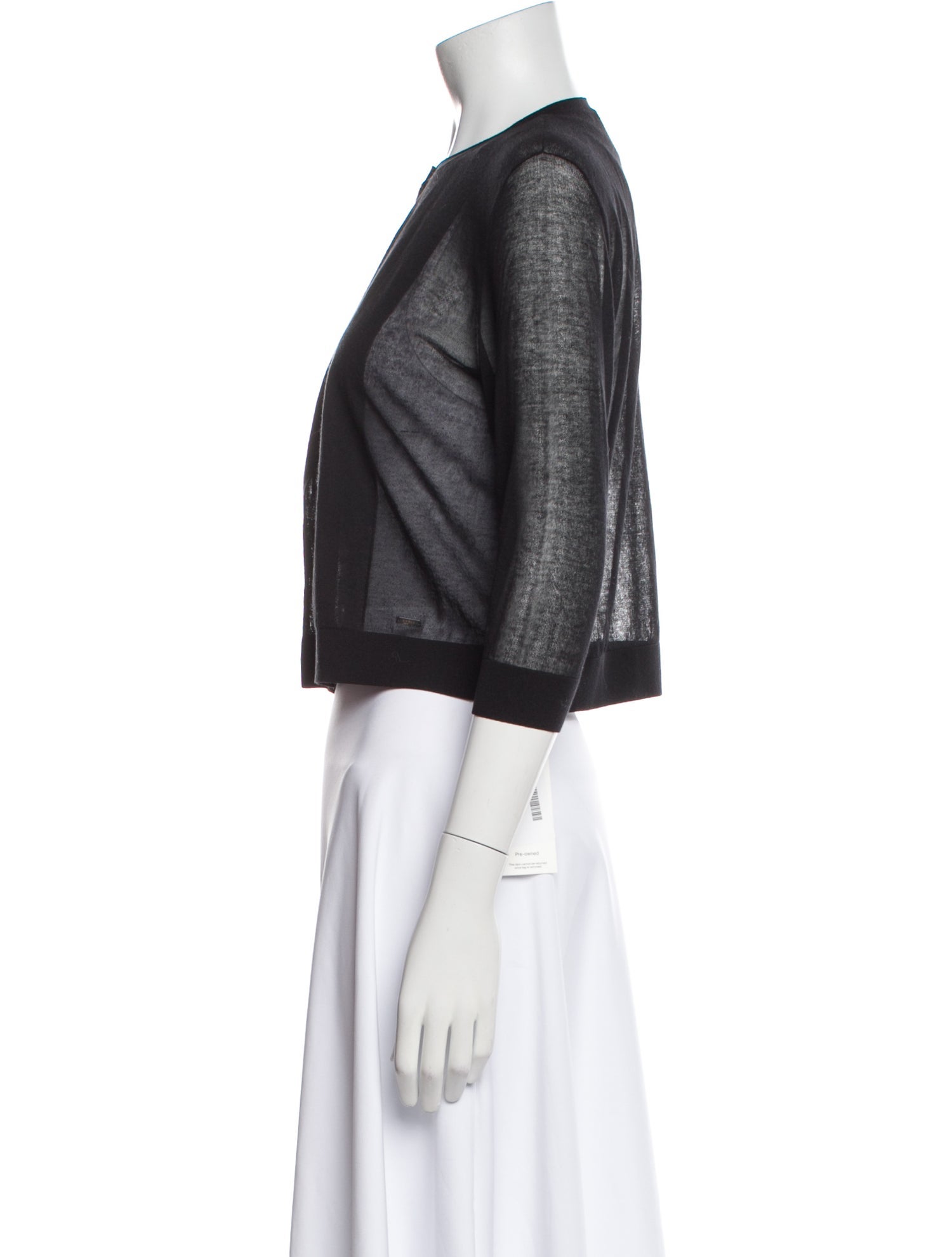 Akris Crew Neck Three-Quarter Sleeve Crop Top