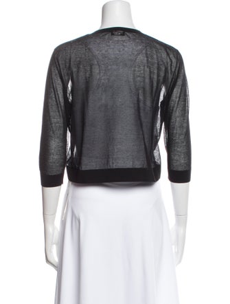Akris Crew Neck Three-Quarter Sleeve Crop Top